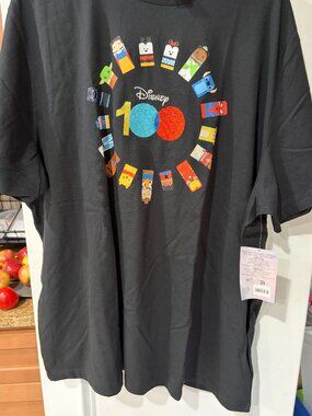NWT Disney 100 Embroidered Unified Characters Short Sleeve Graphic Tee Shirt XXL